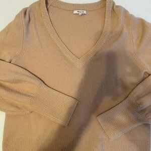 Madewell Camel V-Neck Sweater